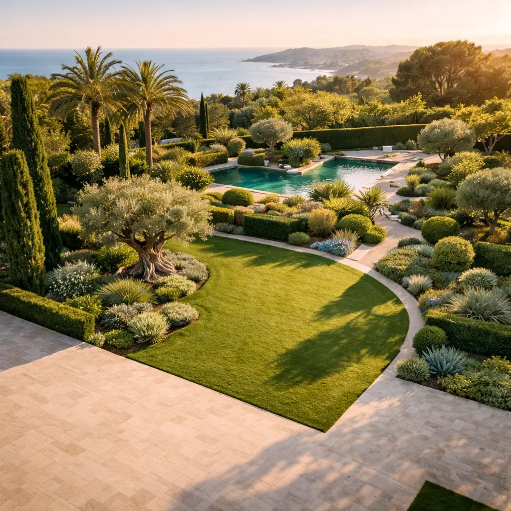 Jardin résidentiel entretenu dans les Alpes-Maritimes